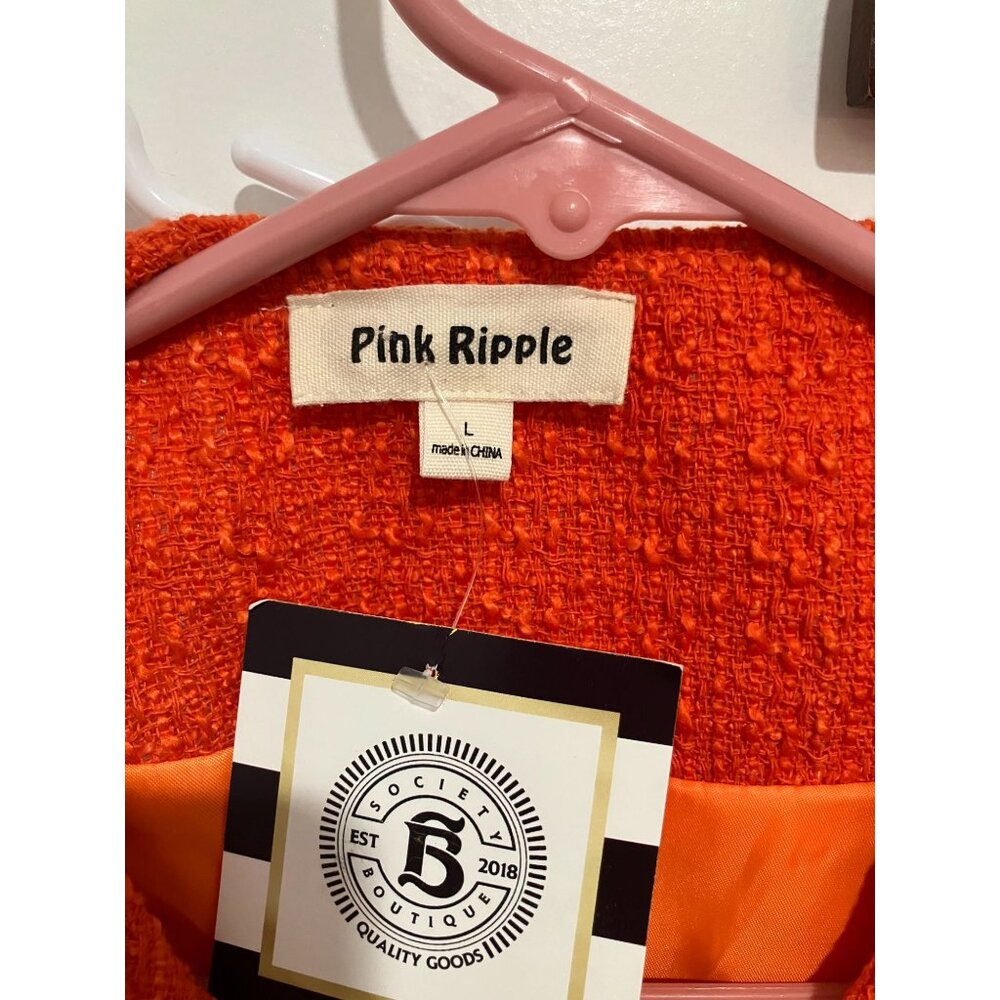 Pink Ripple Women's Button Down Tweed Vest, Orange, Size Large, NWT - Picture 3 of 3